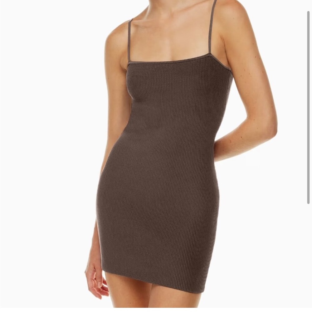 Babaton Forest Green Ribbed Mini Dress